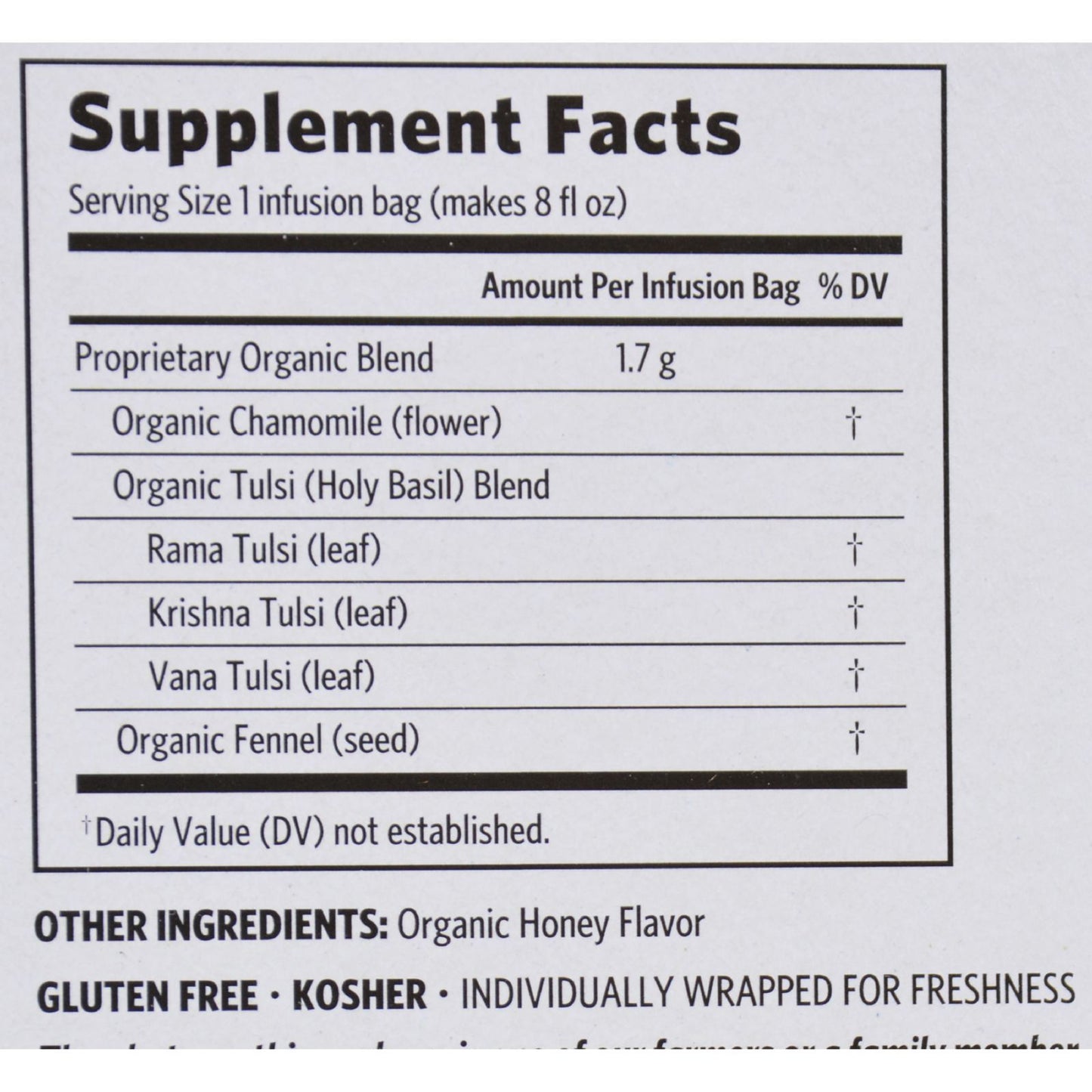 Organic India Tulsi Tea Honey Chamomile - 18 Tea Bags - Case of 6