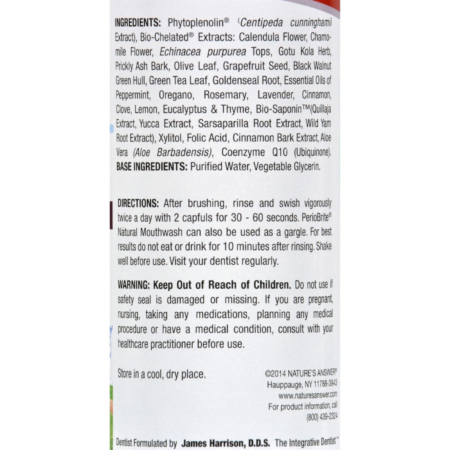 Nature's Answer - PerioWash Mouthwash Alcohol-Free Cinna Mint - 16 fl oz