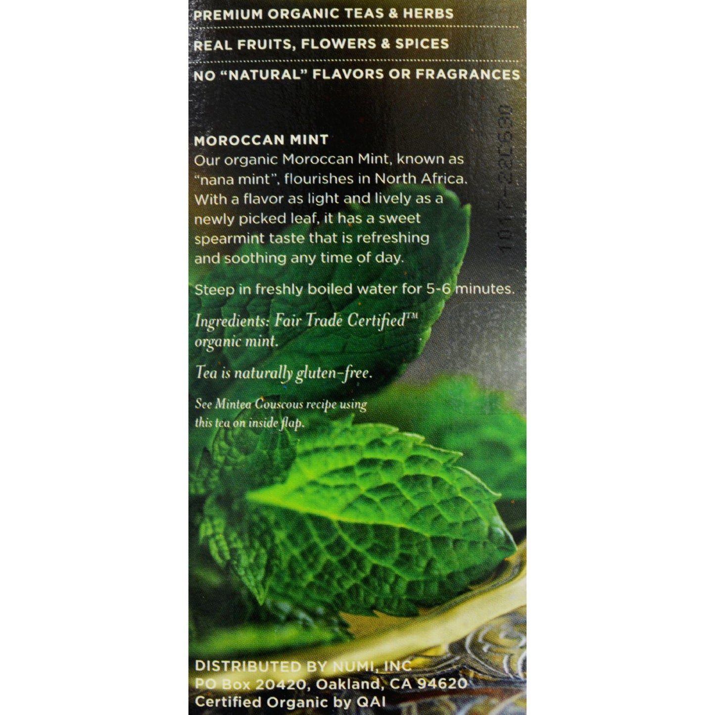 Numi Organic Tea Moroccan Mint - 18 Tea Bags - Case of 6