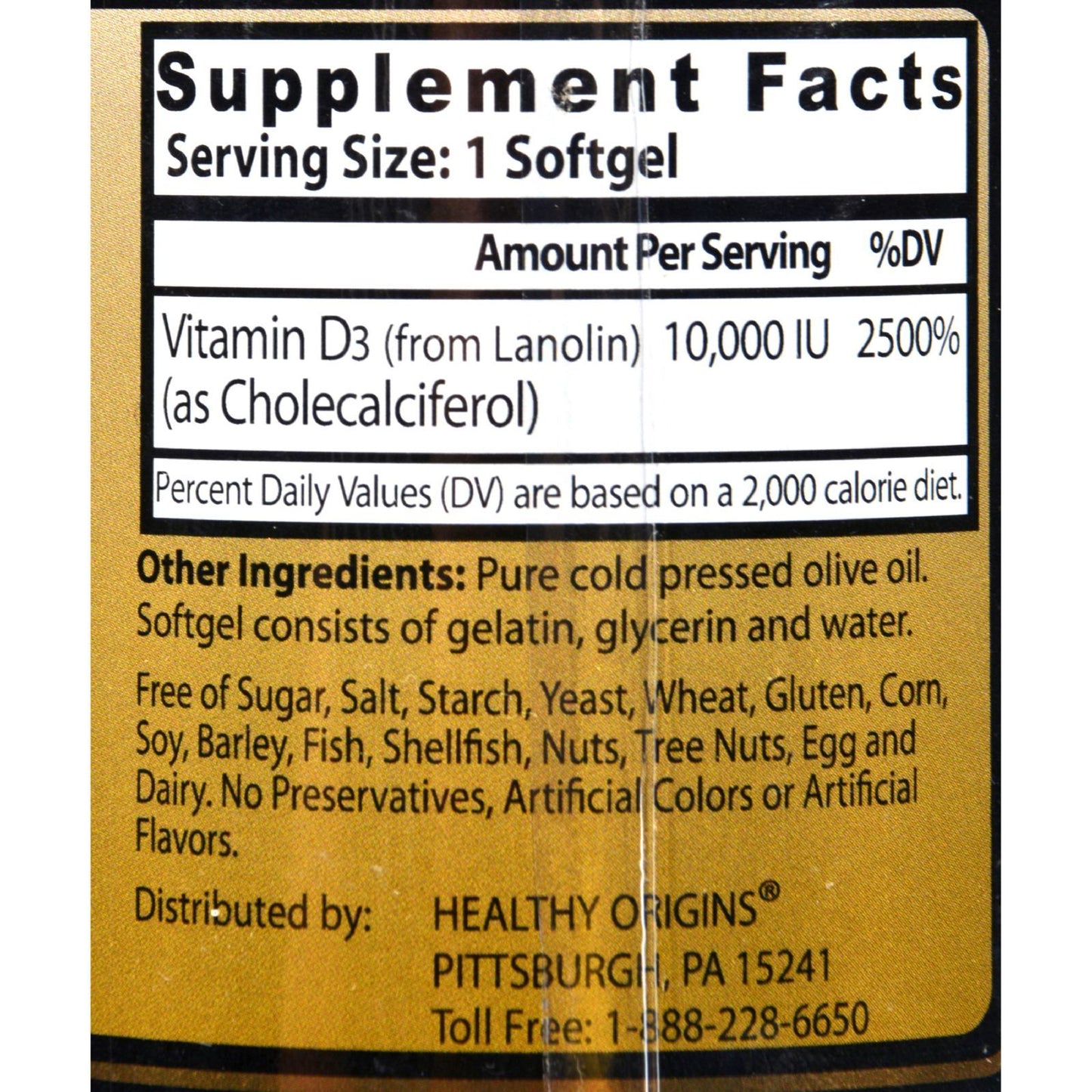 Healthy Origins Vitamin D3 - 10000 IU - 360 Softgels