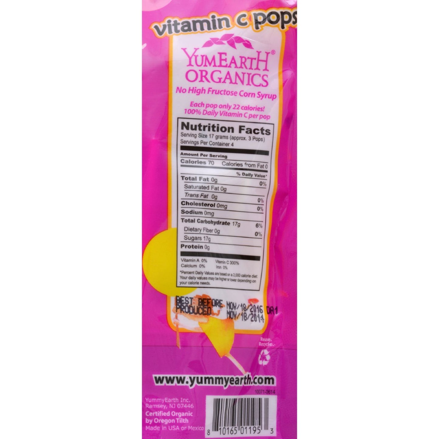 Yummy Earth Organic Vitamin C Pops - 3 oz - Case of 6