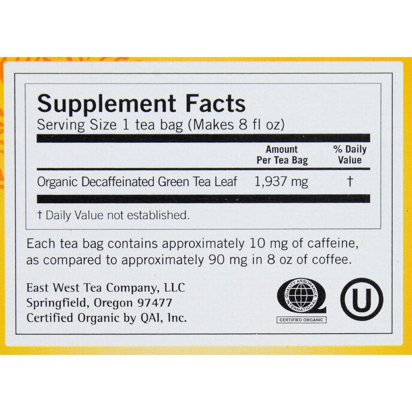 Yogi Organic Green Tea Caffeine Free - 16 Tea Bags - Case of 6