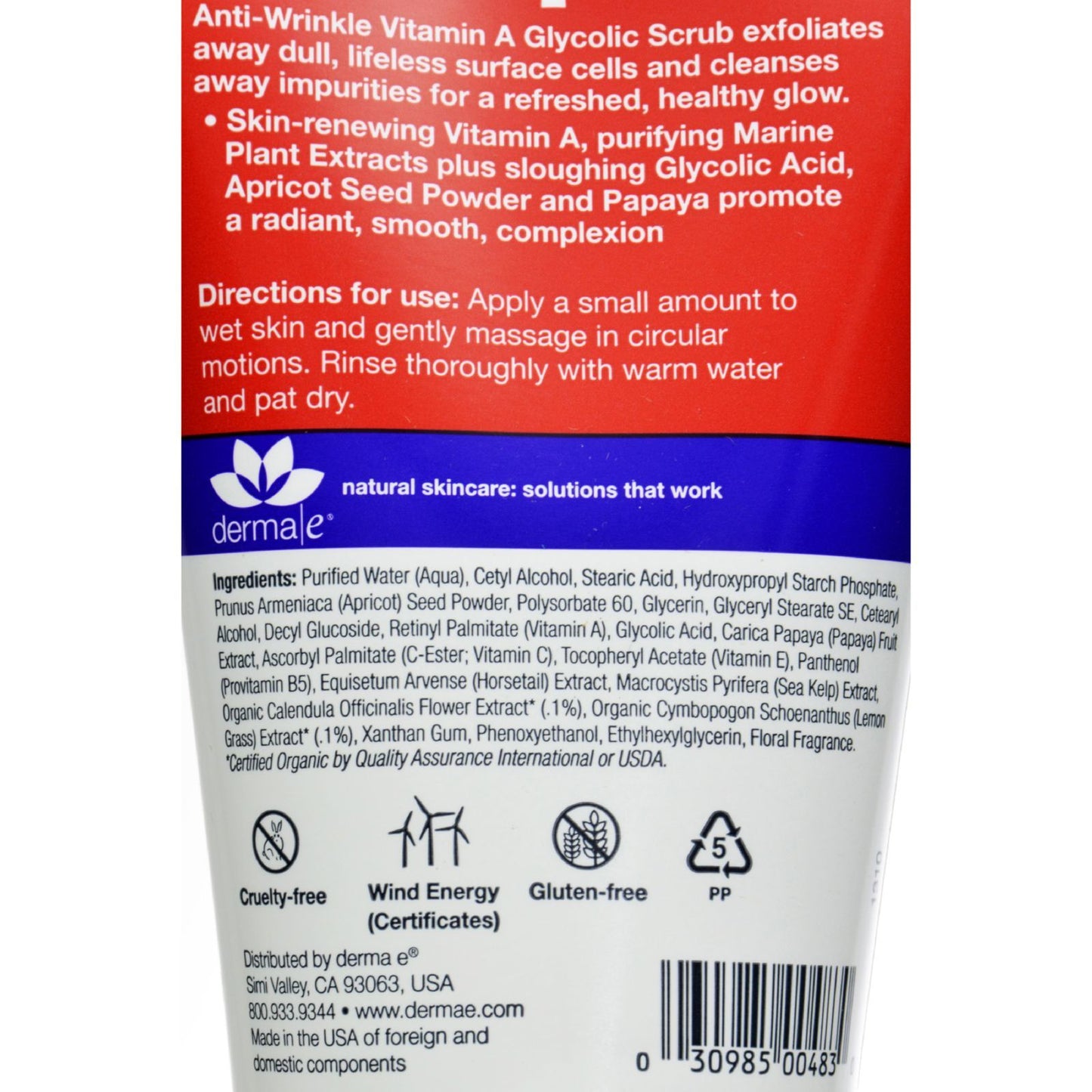 Derma E - Vitamin A Glycolic Facial Scrub - 4 oz.