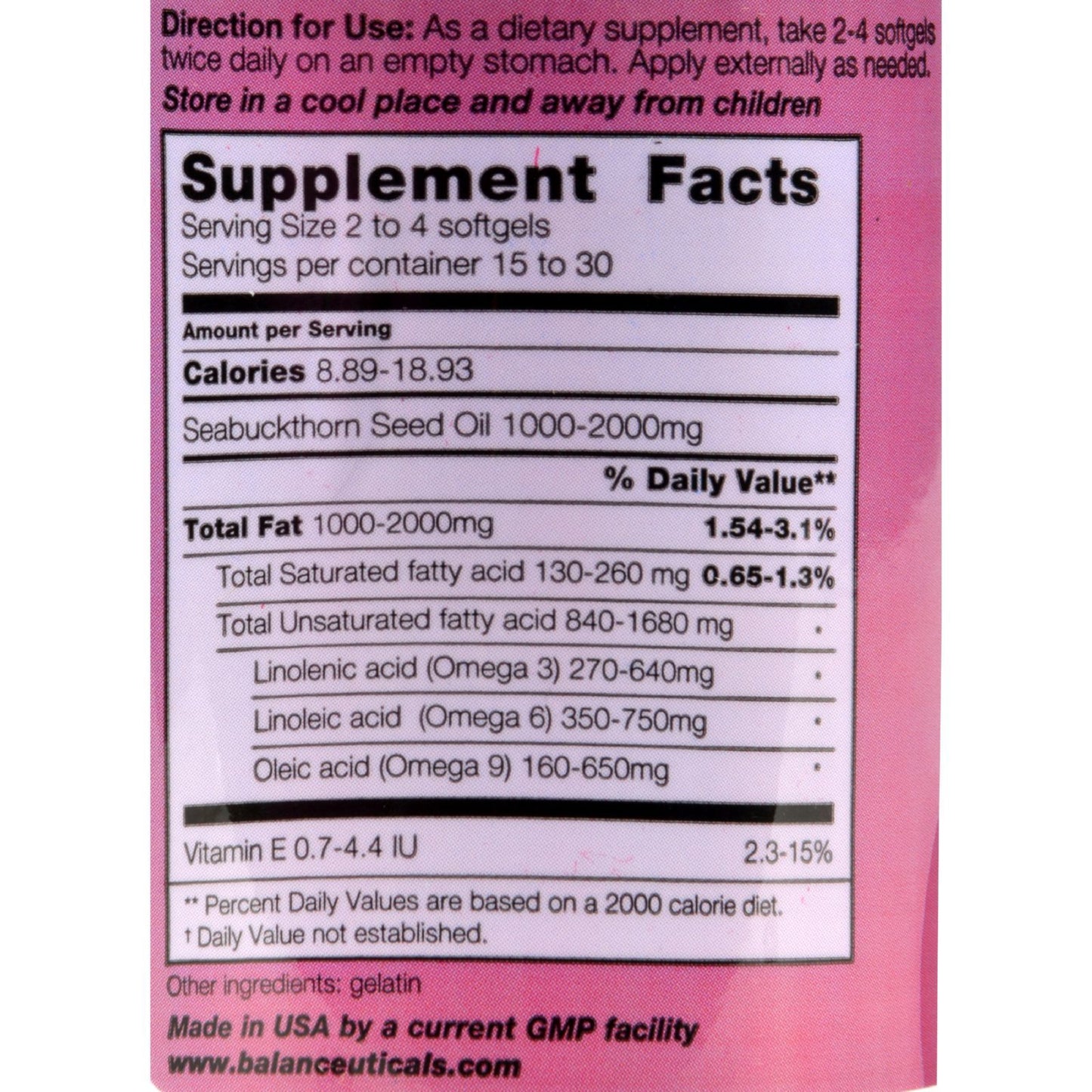 Balanceuticals Seabuckthorn Seed Oil - 500 mg - 60 Softgels