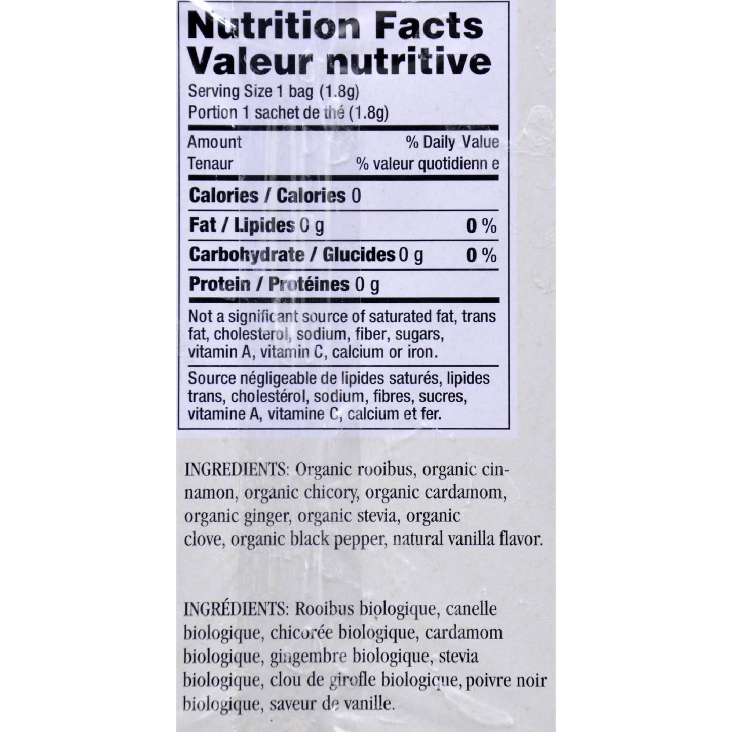 Uncle Lee's Imperial Organic Vanilla Rooibos - 18 Tea Bags