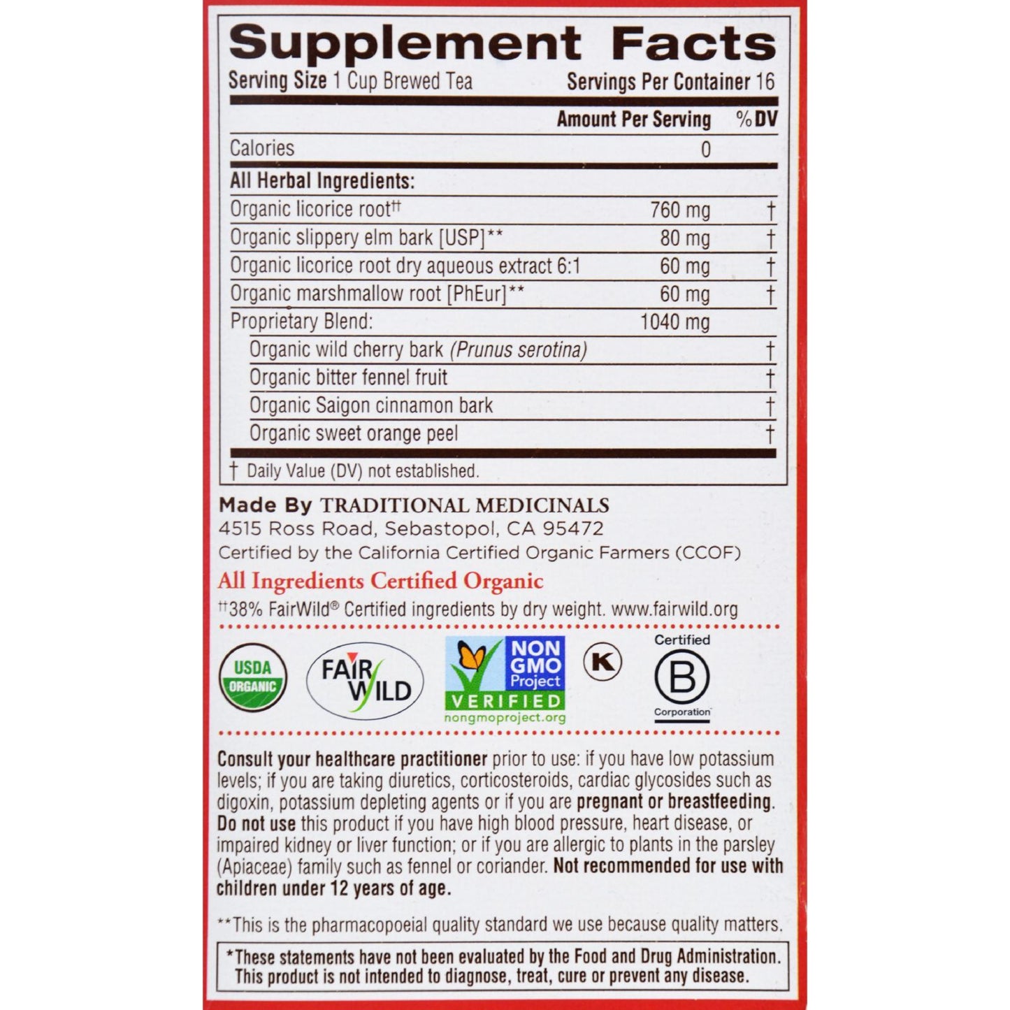 Traditional Medicinals Organic Throat Coat Herbal Tea - 16 Tea Bags - Case of 6