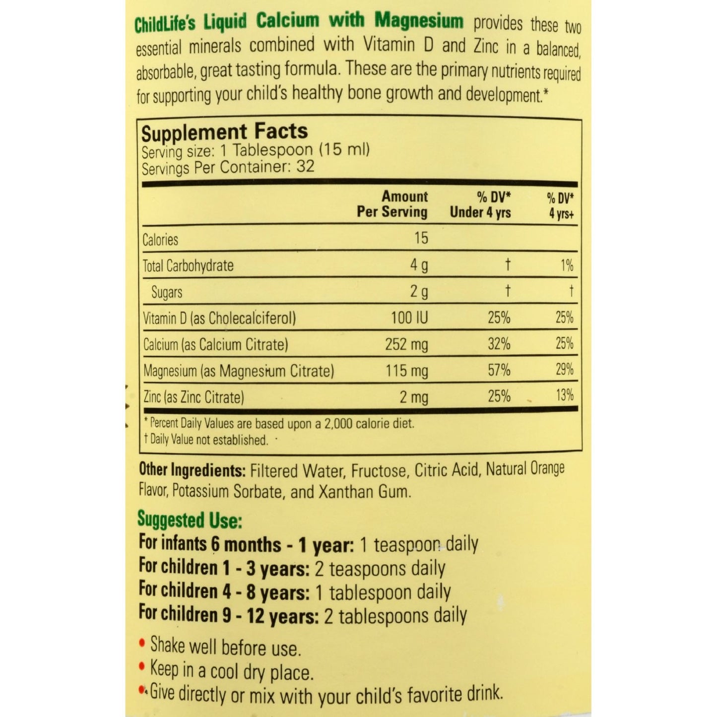 Childlife Liquid Calcium with Magnesium Natural Orange - 16 fl oz