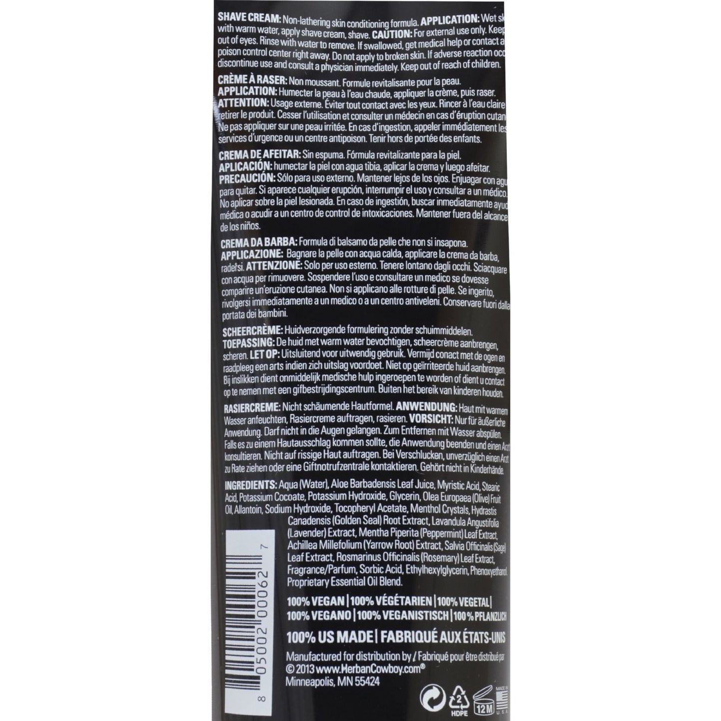 Herban Cowboy Aloe Shaving Cream Dusk - 6.7 oz