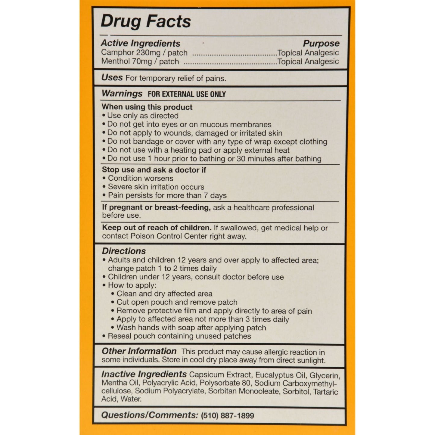 Tiger Balm Pain Relieving Large Patches - Case of 6 - 4 Pack