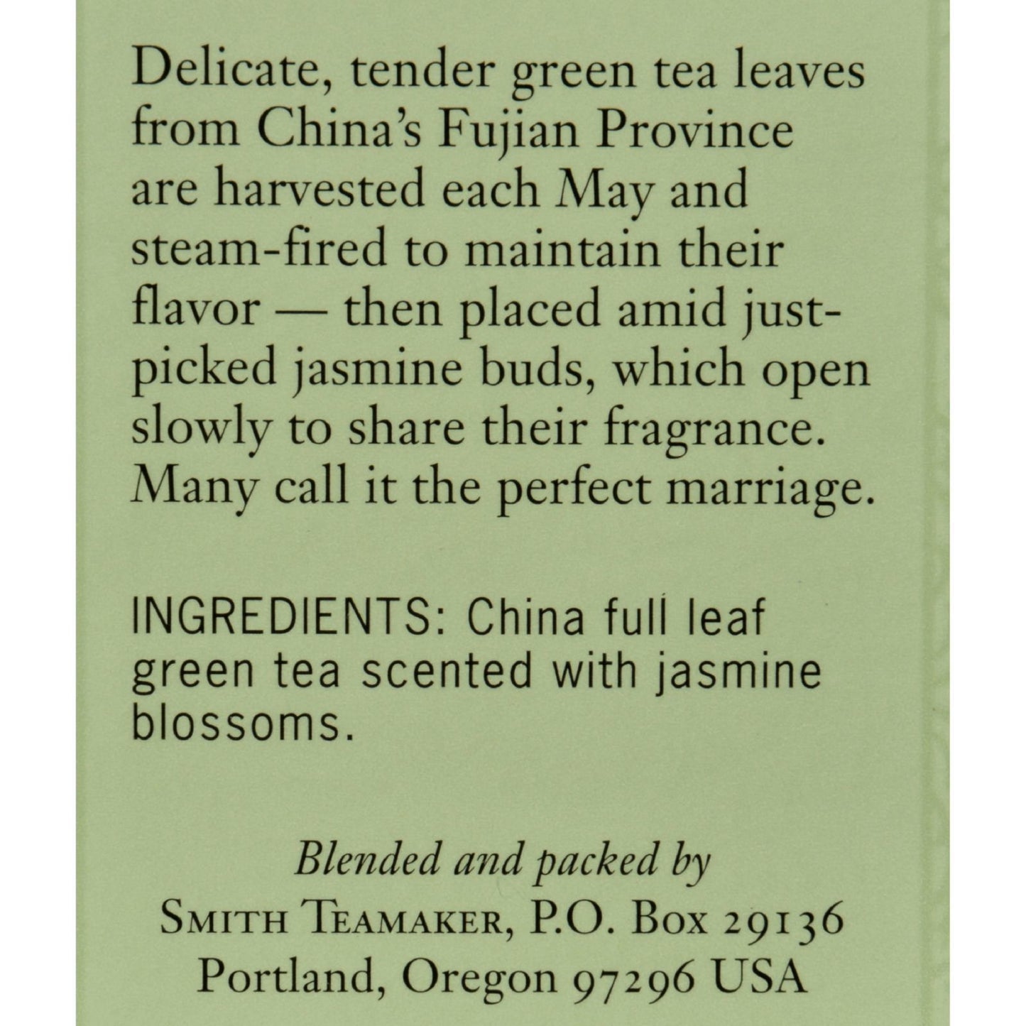 Smith Teamaker Green Tea - Jasmine Slvr Tp - Case of 6 - 15 Bags