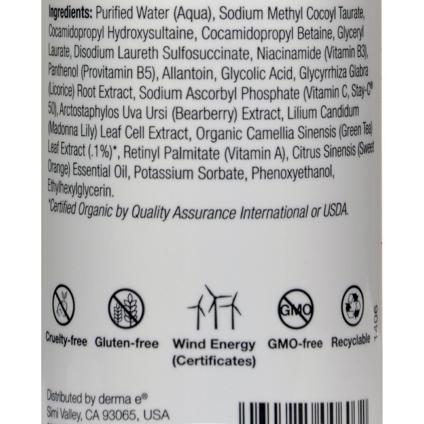 Derma E - Evenly Radiant Cleanser - 6 fl oz.
