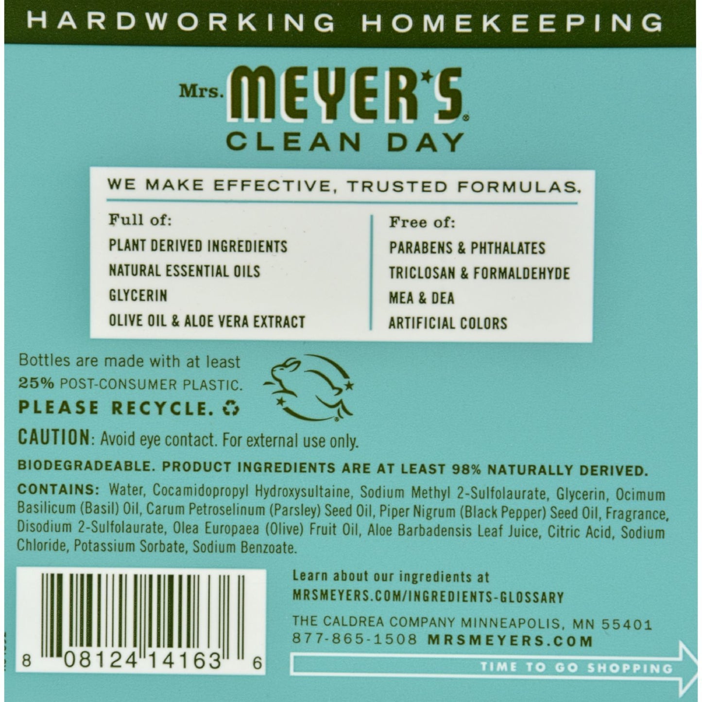 Mrs. Meyer's Clean Day - Liquid Hand Soap Refill - Basil - Case of 6 - 33 fl oz.