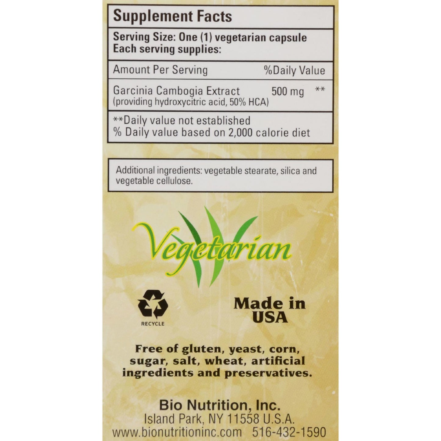 Bio Nutrition - Garcinia Cambogia 500mg - 60 Vcaps