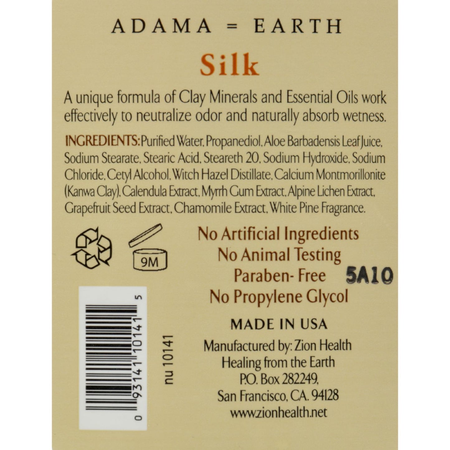 Zion Health Claydry Silk Deodorant - White Pine - 2.5 oz