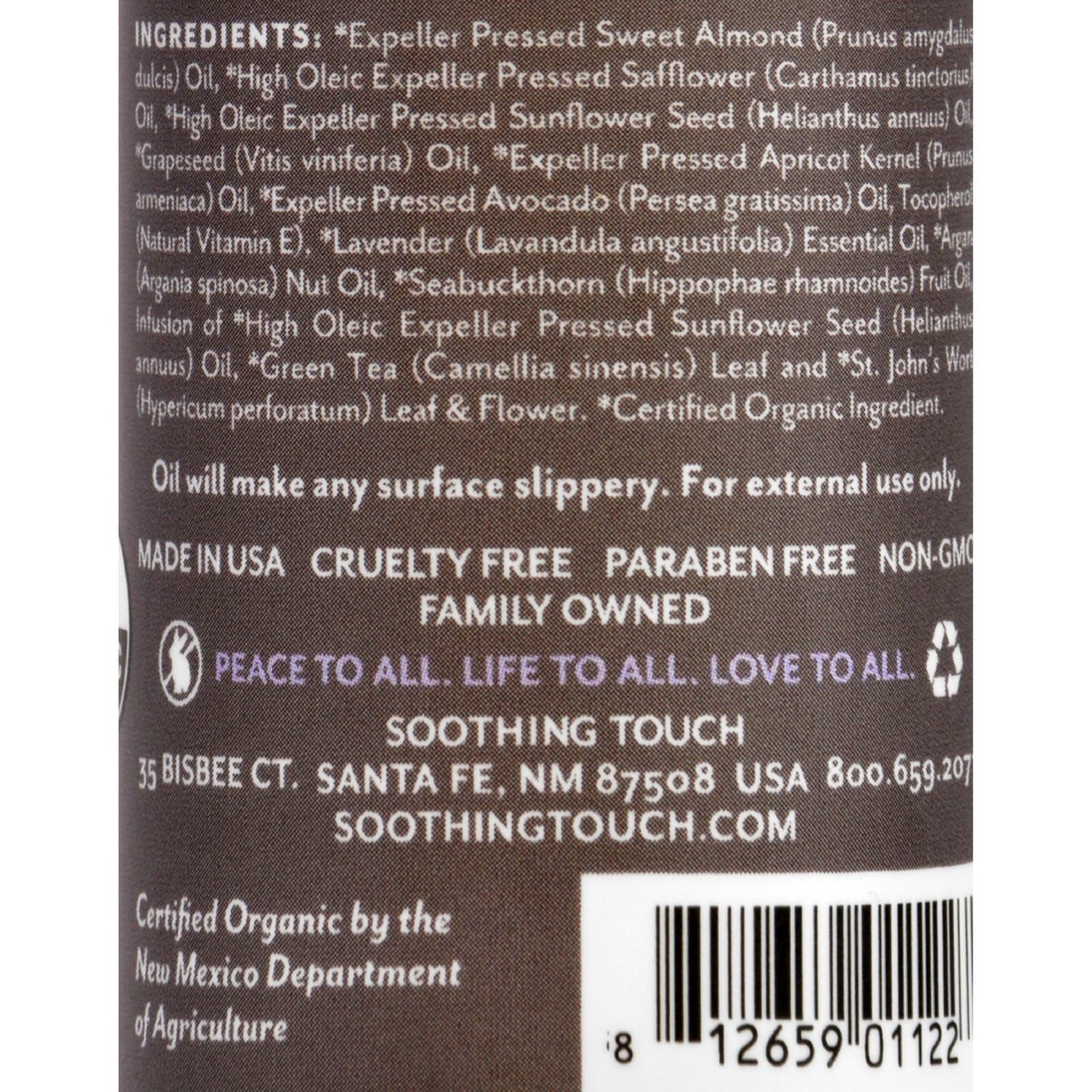 Soothing Touch Bath Body and Massage Oil - Organic - Ayurveda - Lavender - Calming - 4 oz