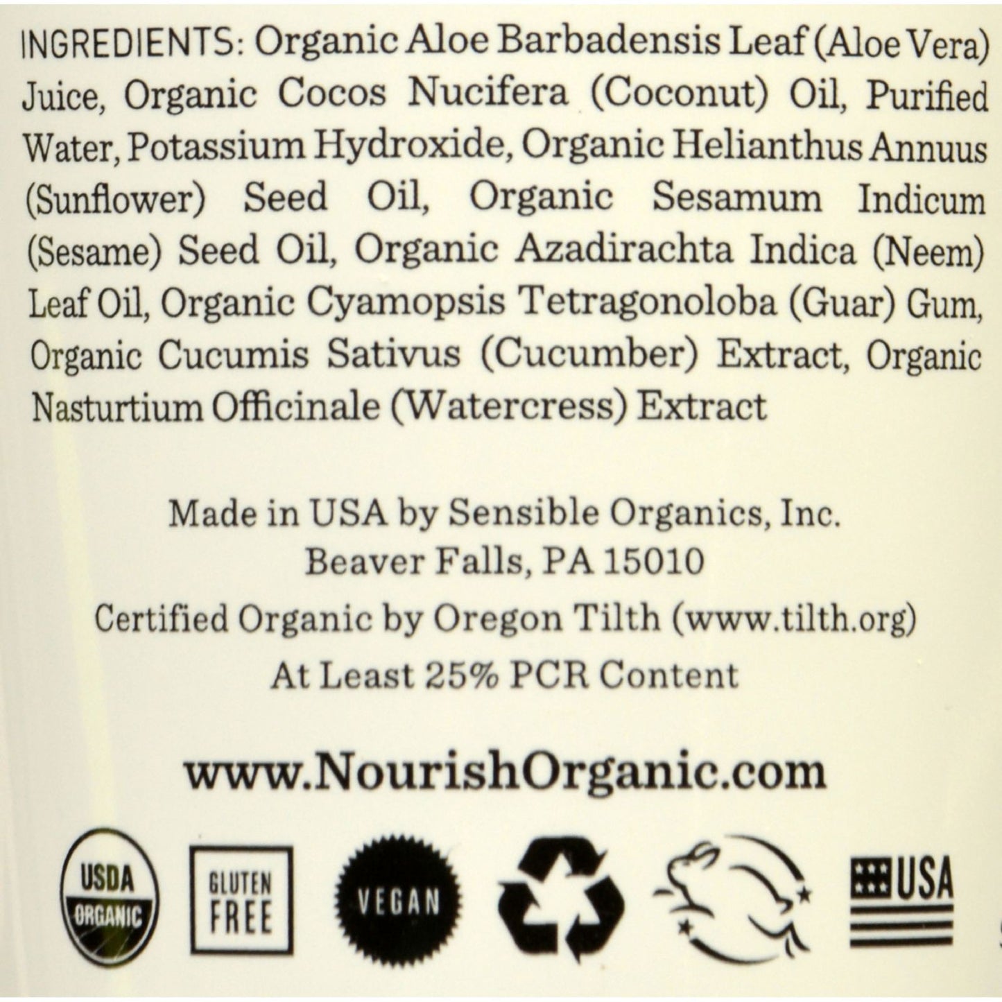 Nourish Organic Face Cleanser - Moisturizing Cream Cucumber and Watercress - 6 oz