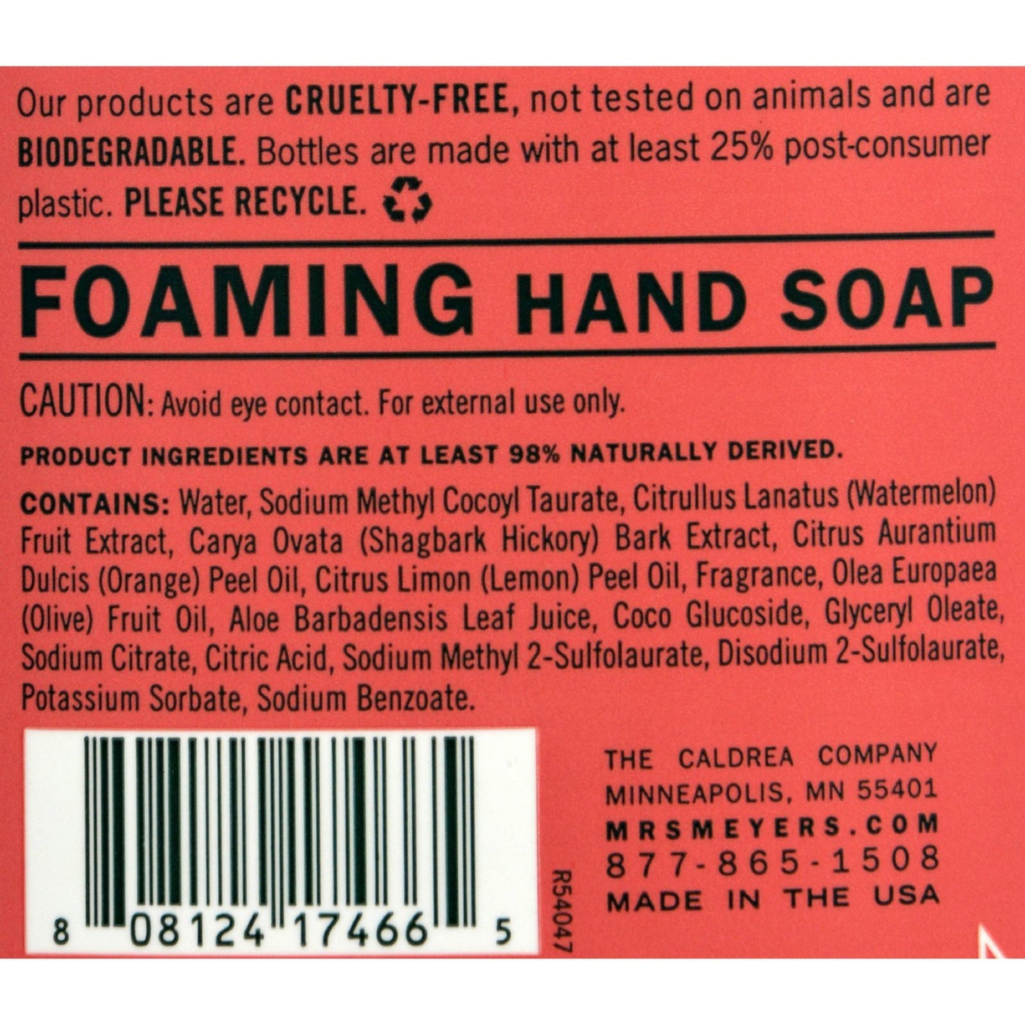 Mrs. Meyer's Clean Day - Foaming Hand Soap - Watermelon - Case of 6 - 10 fl oz