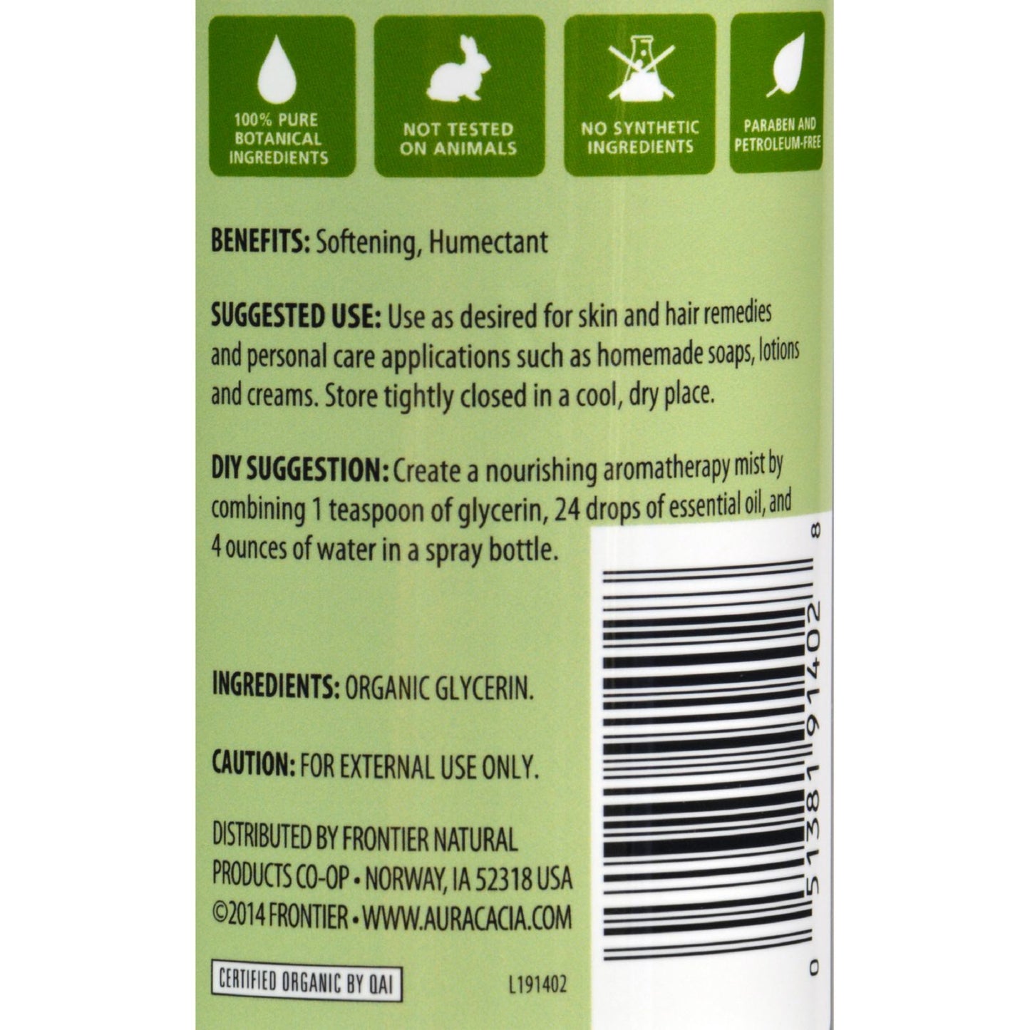 Aura Cacia - Skin Care Oil - Organic Vegetable Glycerin Oil - 16 fl oz