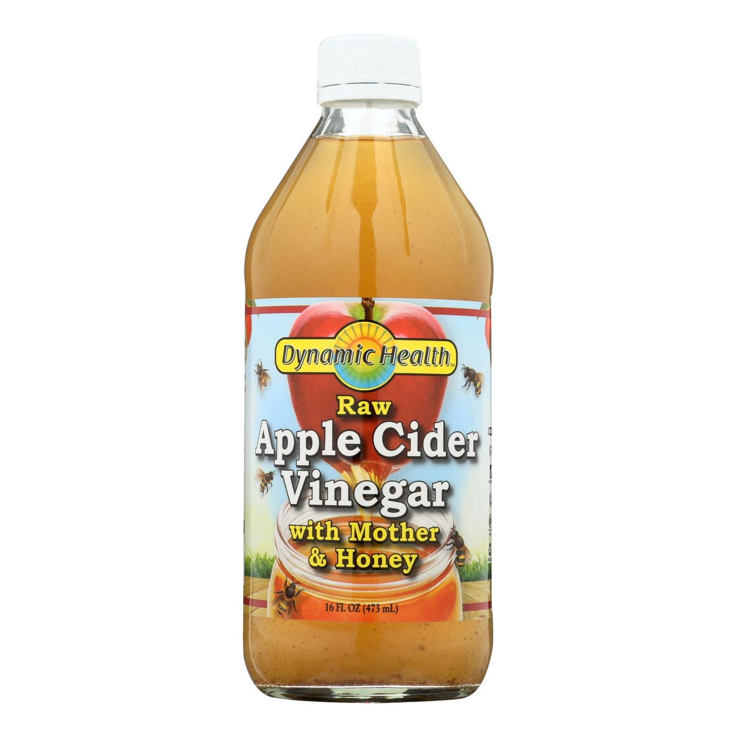 Dynamic Health Apple Cider Vinegar - with the Mother and Natural Honey - Glass Bottle - 16 oz
