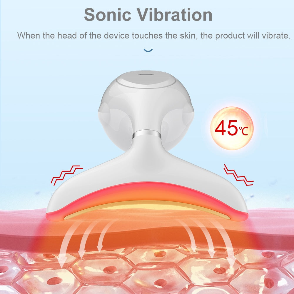 AmazeFan Facial Neck Massager 3 Colors Led Photon Therapy lifting Wrinkle Removal Beauty Device Reduce Double Chin Skin CareTool