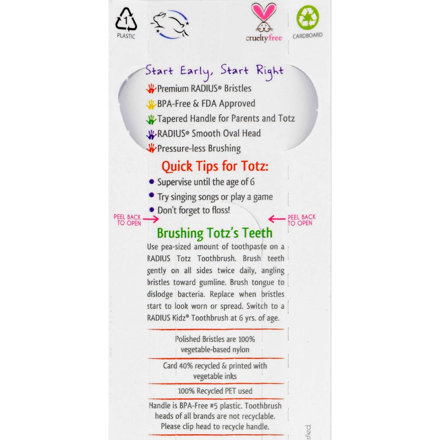 Radius - Totz Toothbrush 18+ Months - Extra Soft - Clear Sparkle - Case of 6