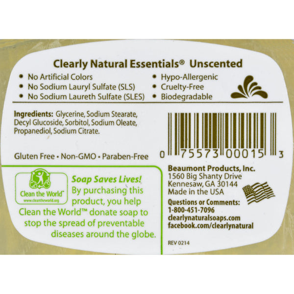 Clearly Natural Glycerine Bar Soap Unscented - 4 oz