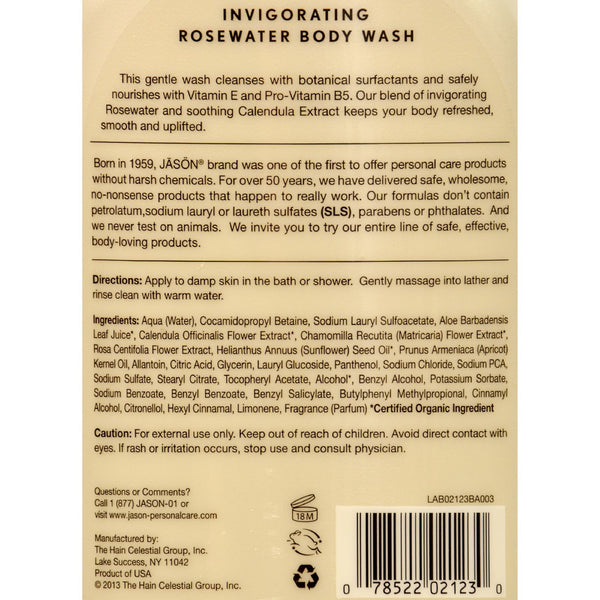 Jason Body Wash Pure Natural Invigorating Rosewater - 30 fl oz