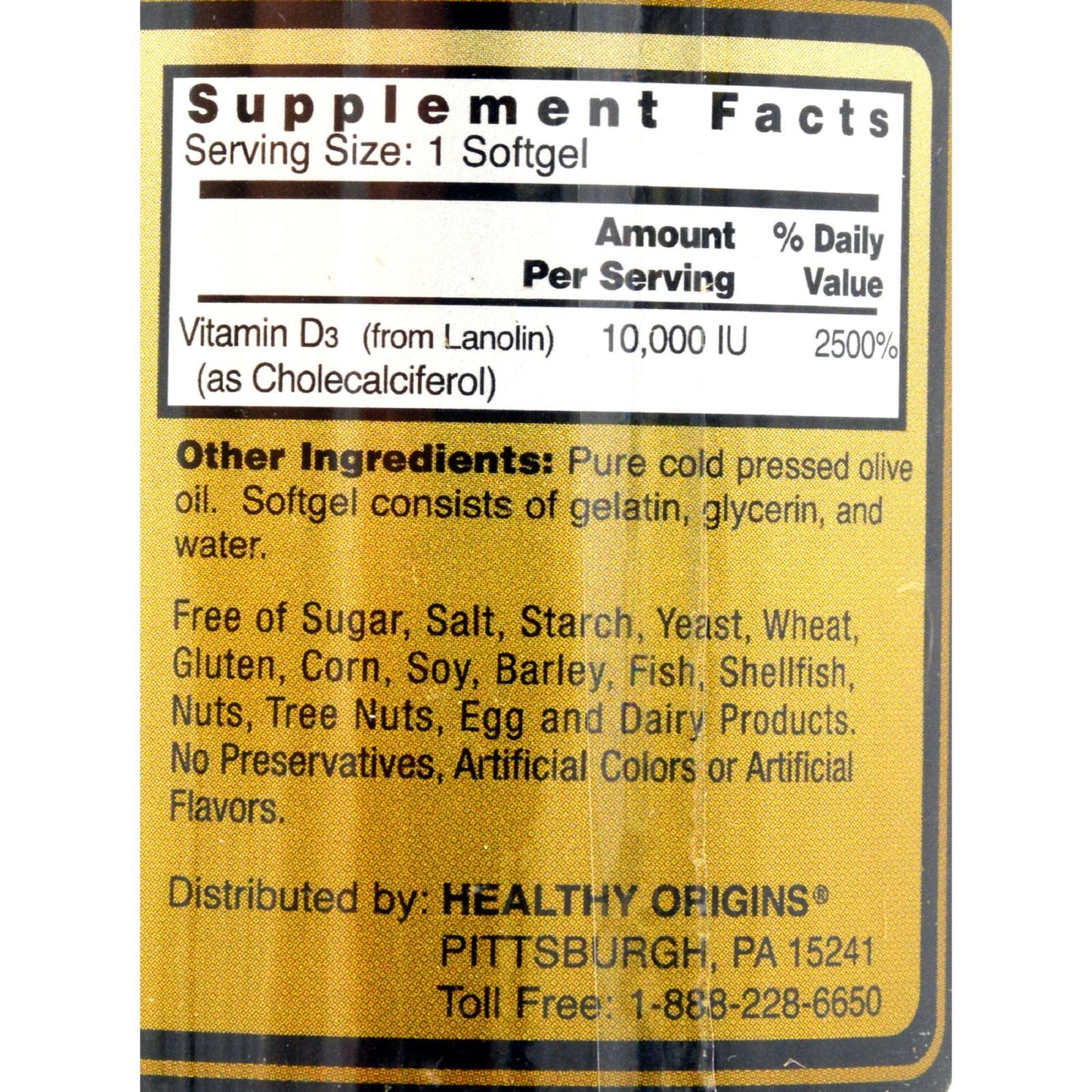 Healthy Origins Vitamin D3 - 10000 IU - 120 Softgels