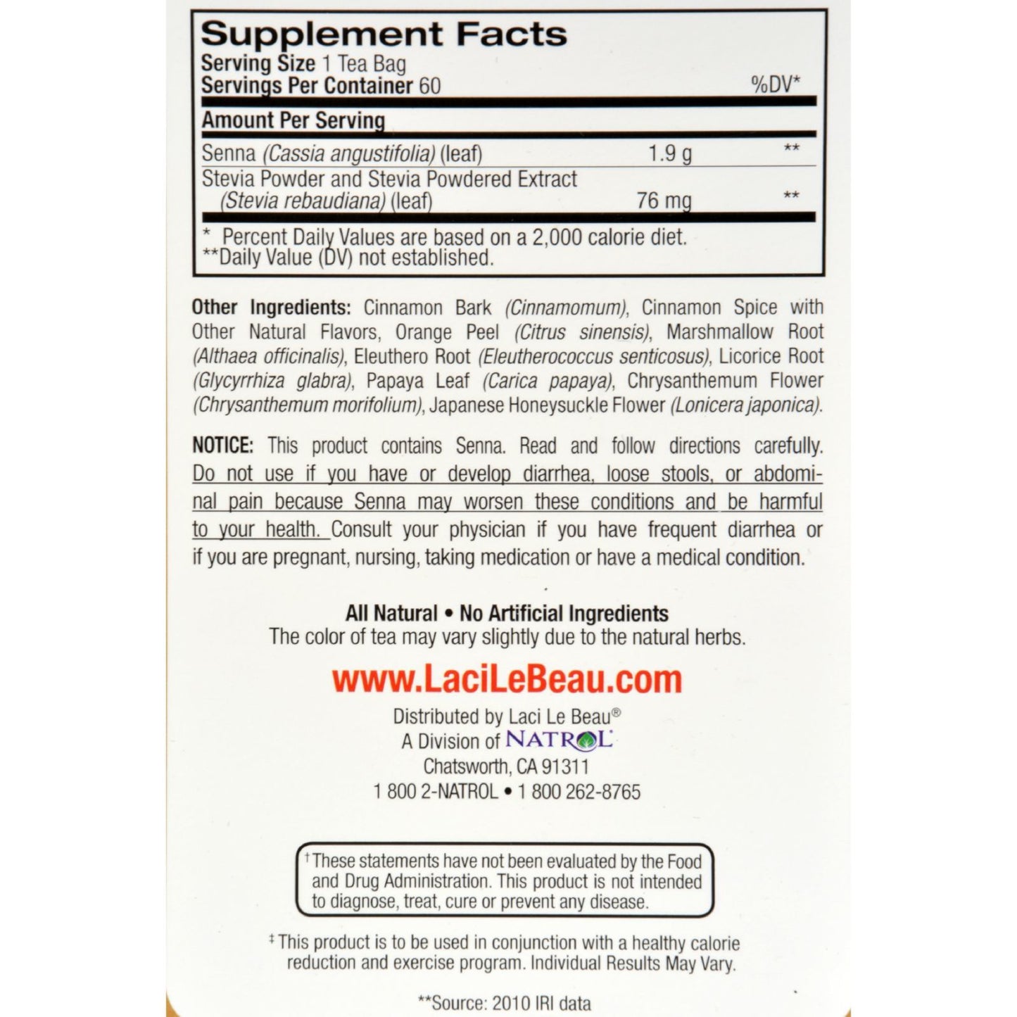 Laci Le Beau Super Dieter's Tea Cinnamon Spice - 60 Tea Bags
