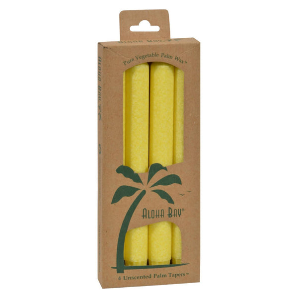 Aloha Bay - Palm Tapers - Yellow Candle Unscented - 4 Candles