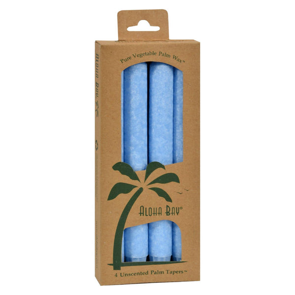 Aloha Bay - Palm Tapers - Light Blue Candles - Unscented - 4 Pack