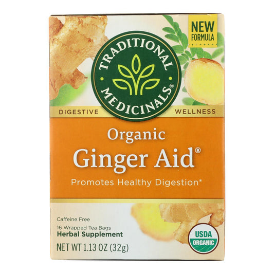 Traditional Medicinals Organic Ginger Aid Herbal Tea - 16 Tea Bags - Case of 6