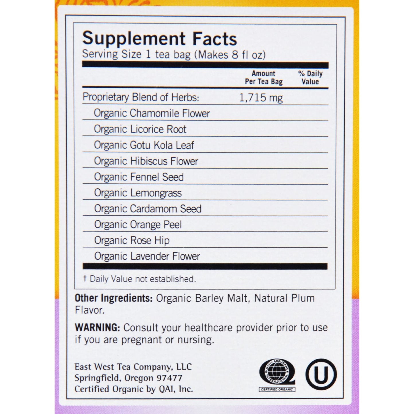 Yogi Organic Calming Herbal Tea - 16 Tea Bags - Case of 6