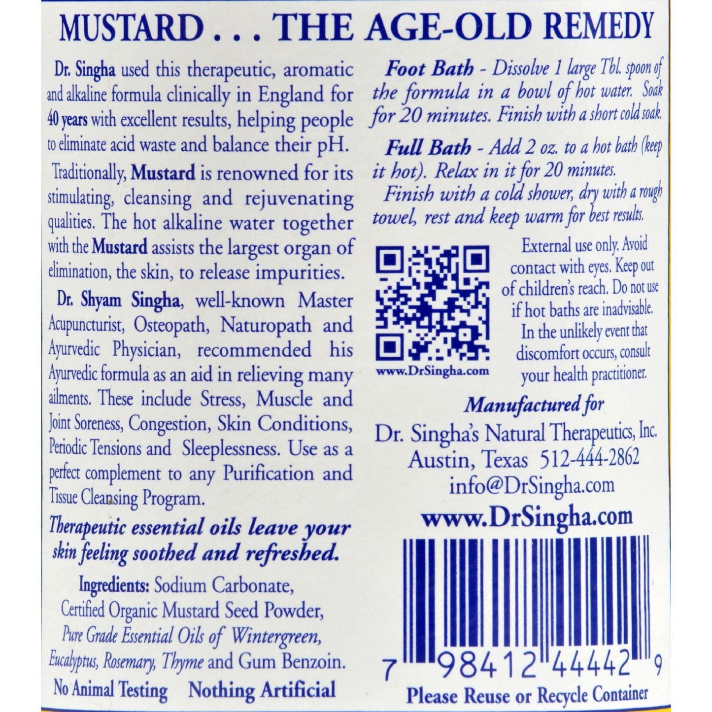 Dr. Singha's Mustard Bath - 8 oz