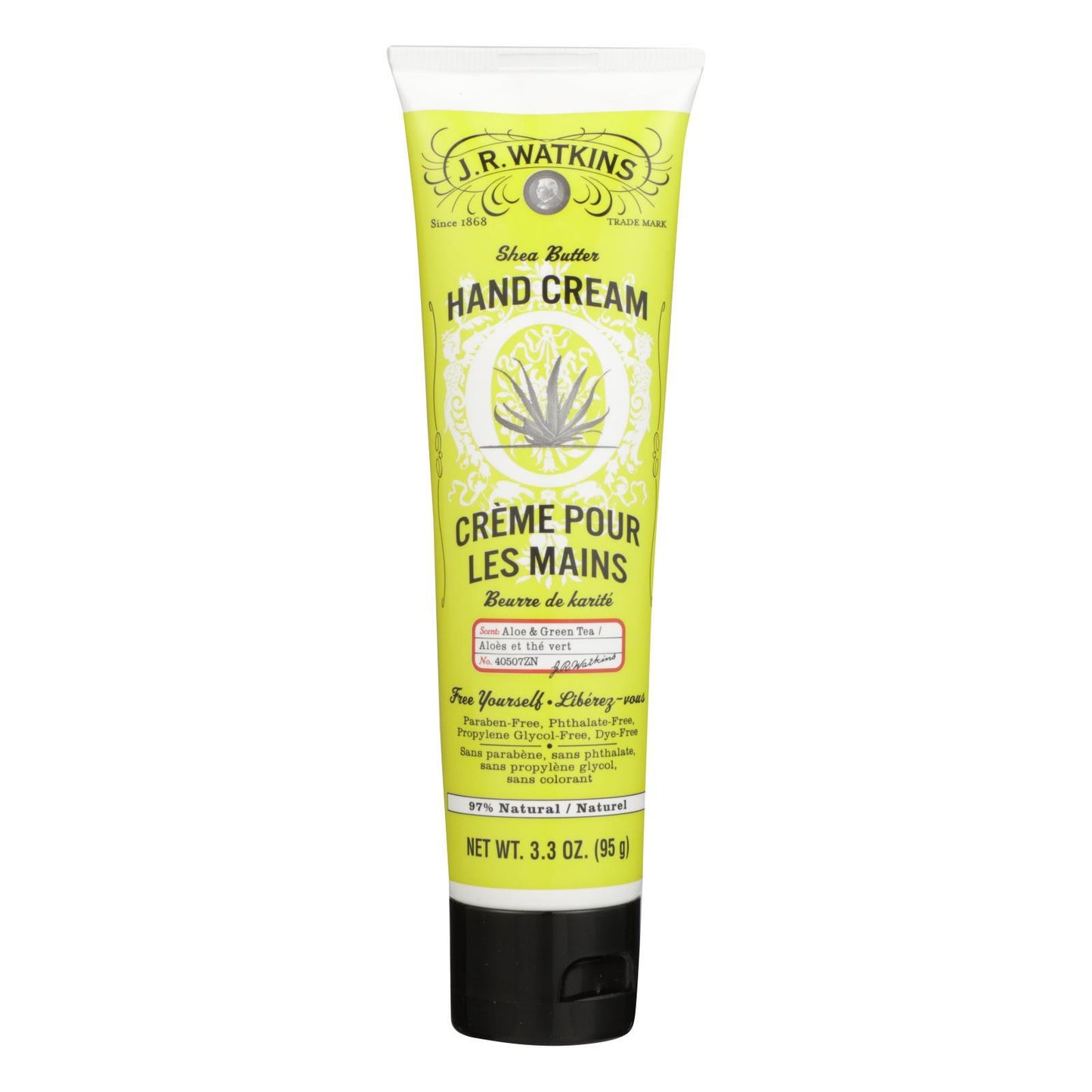 J.R. Waktins Shea Butter Hand Cream Aloe and Green Tea - 3.3 oz