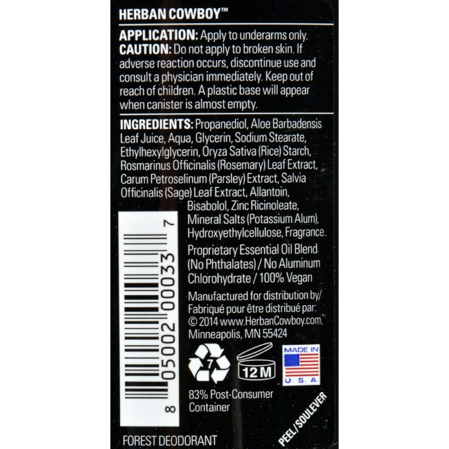 Herban Cowboy Deodorant Forest - 2.8 oz