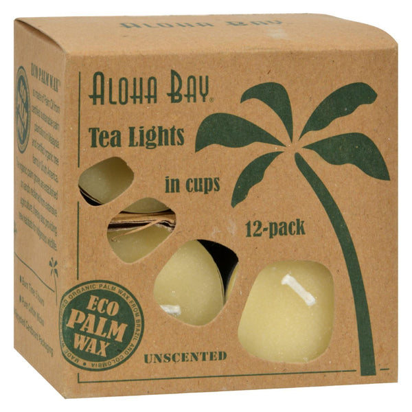 Aloha Bay - Palm Wax Tea Lights with Aluminum Holder Cream - 12 Candles