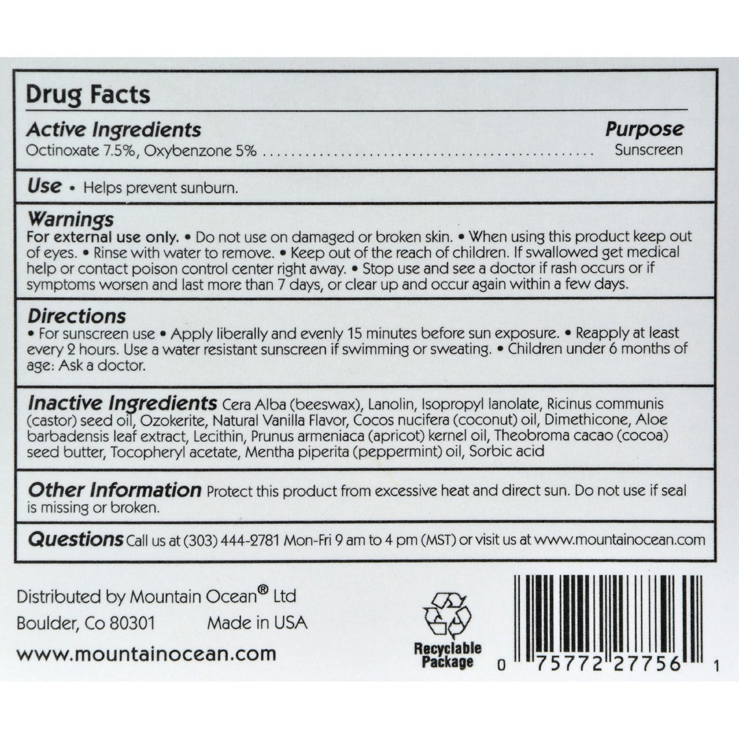 Mountain Ocean - Lip Trip Lip Balm - SPF15 - Case of 12 - 0.165 oz.