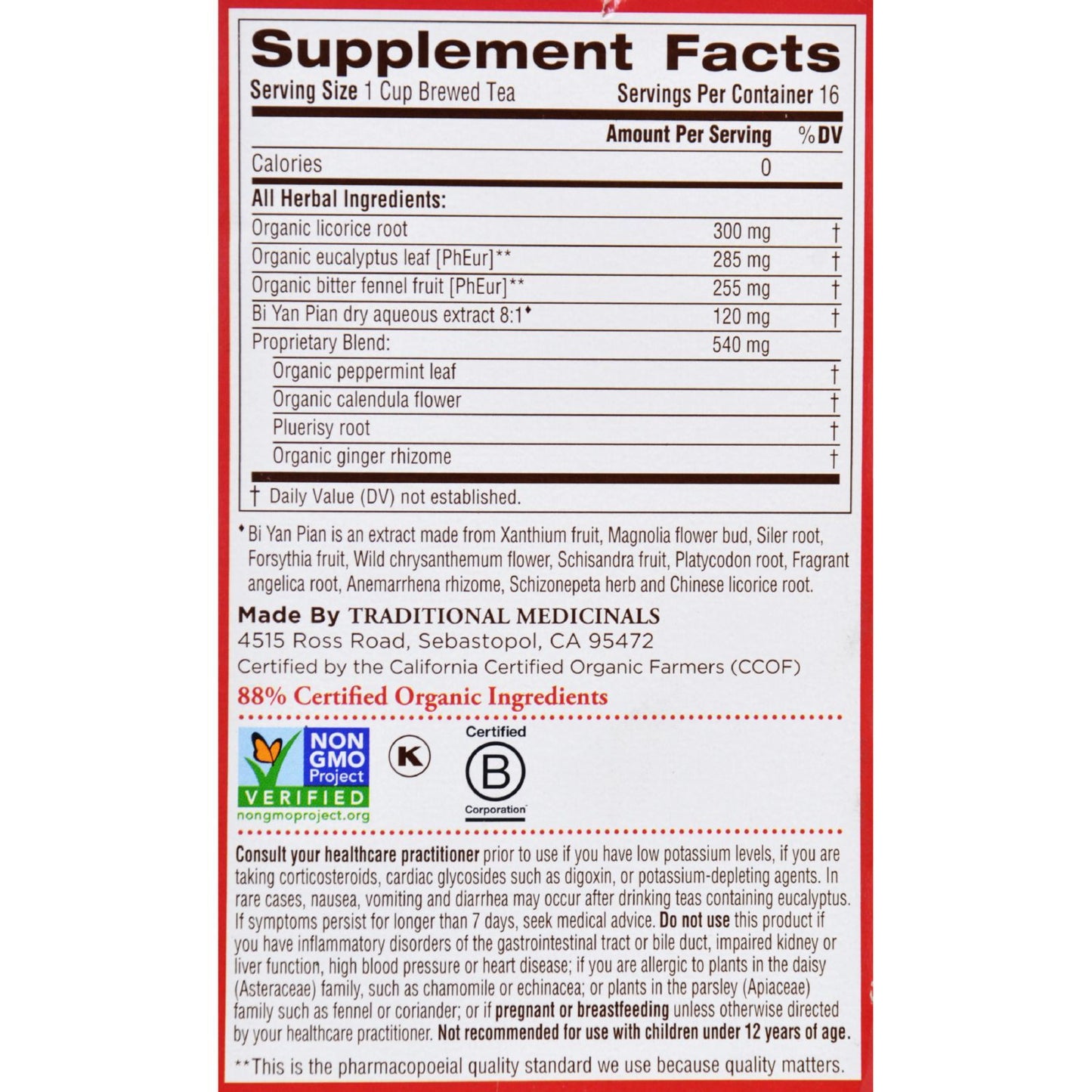 Traditional Medicinals Breathe Easy Herbal Tea - 16 Tea Bags - Case of 6