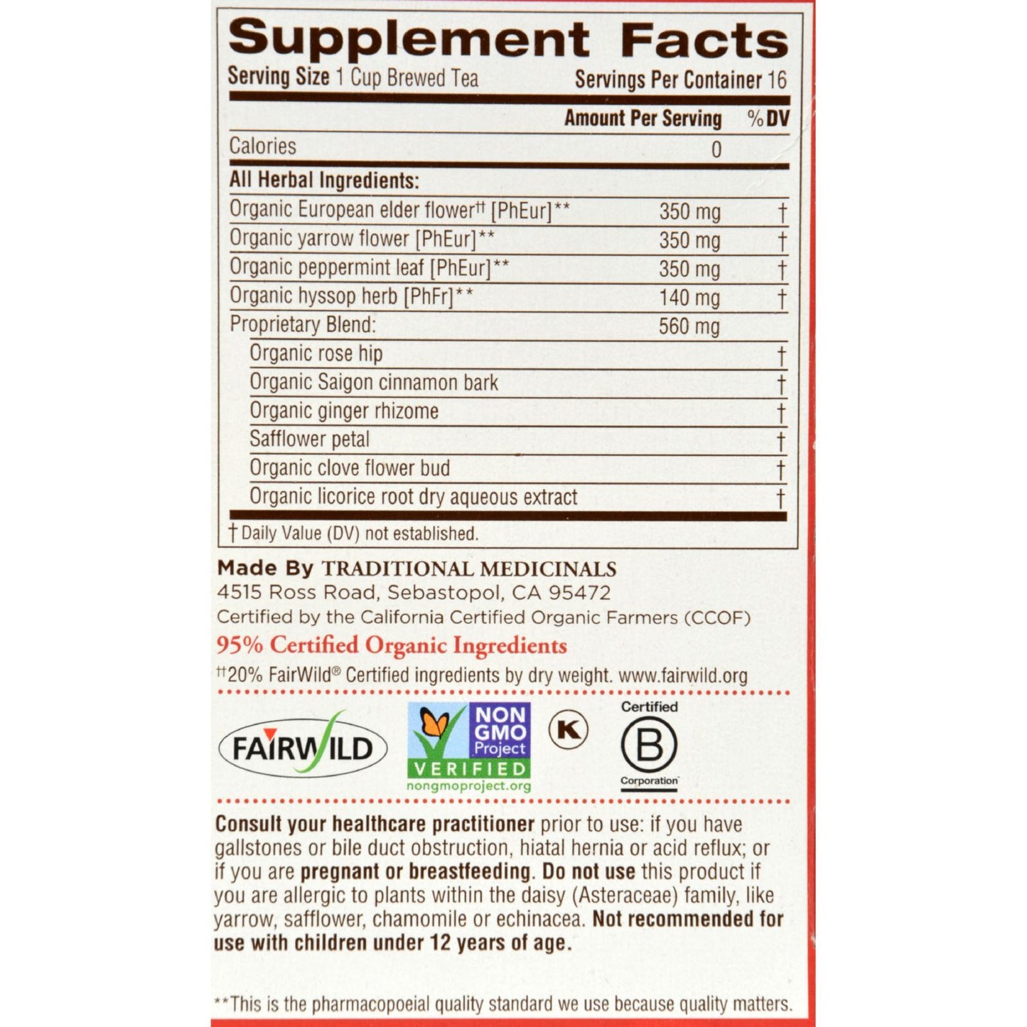 Traditional Medicinals Gypsy Cold Care Herbal Tea - 16 Tea Bags - Case of 6