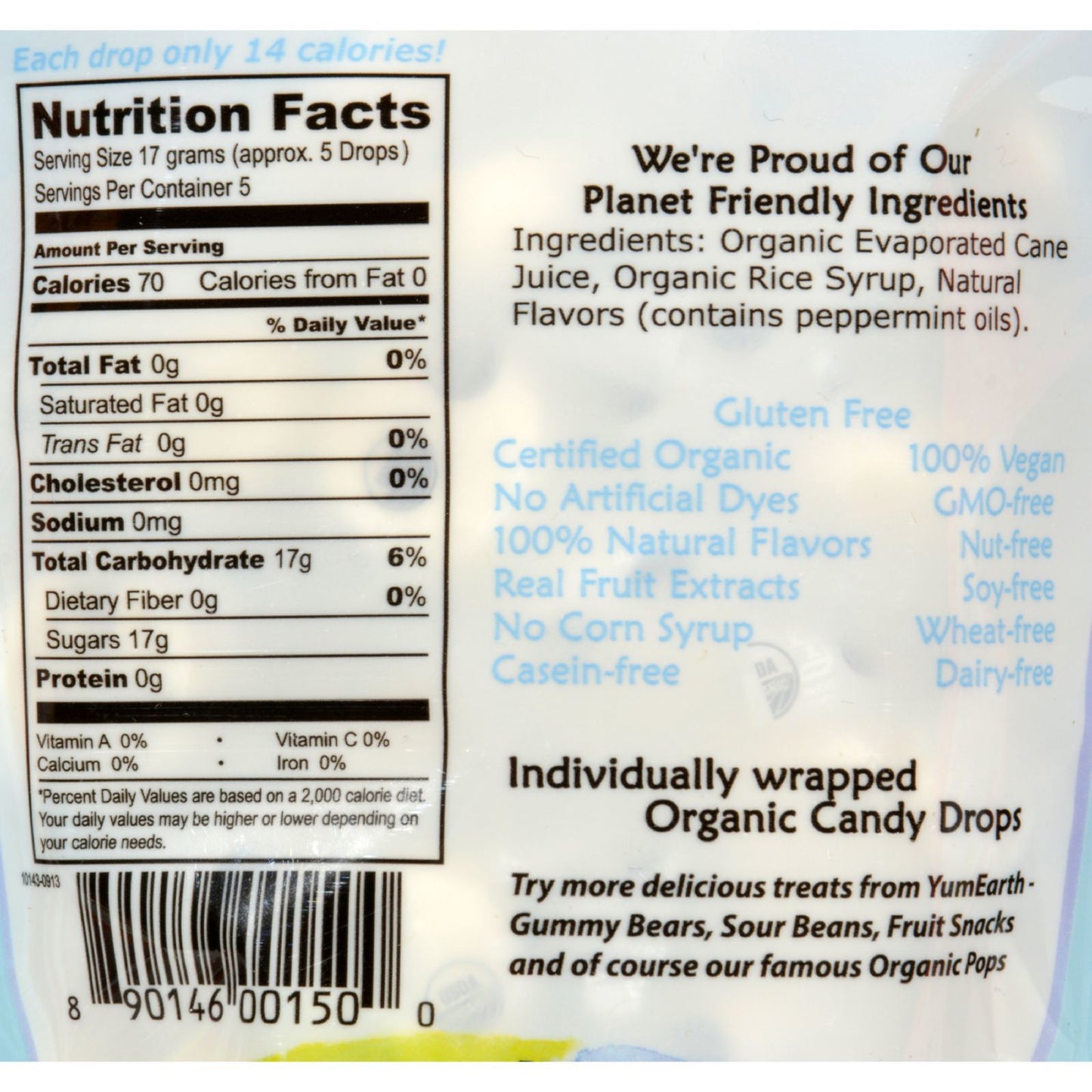 Yummy Earth Organic Candy Drops Wild Peppermint - 3.3 oz - Case of 6