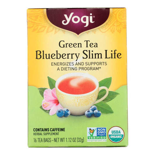 Yogi Green Slim Life Herbal Tea Blueberry - 16 Tea Bags - Case of 6