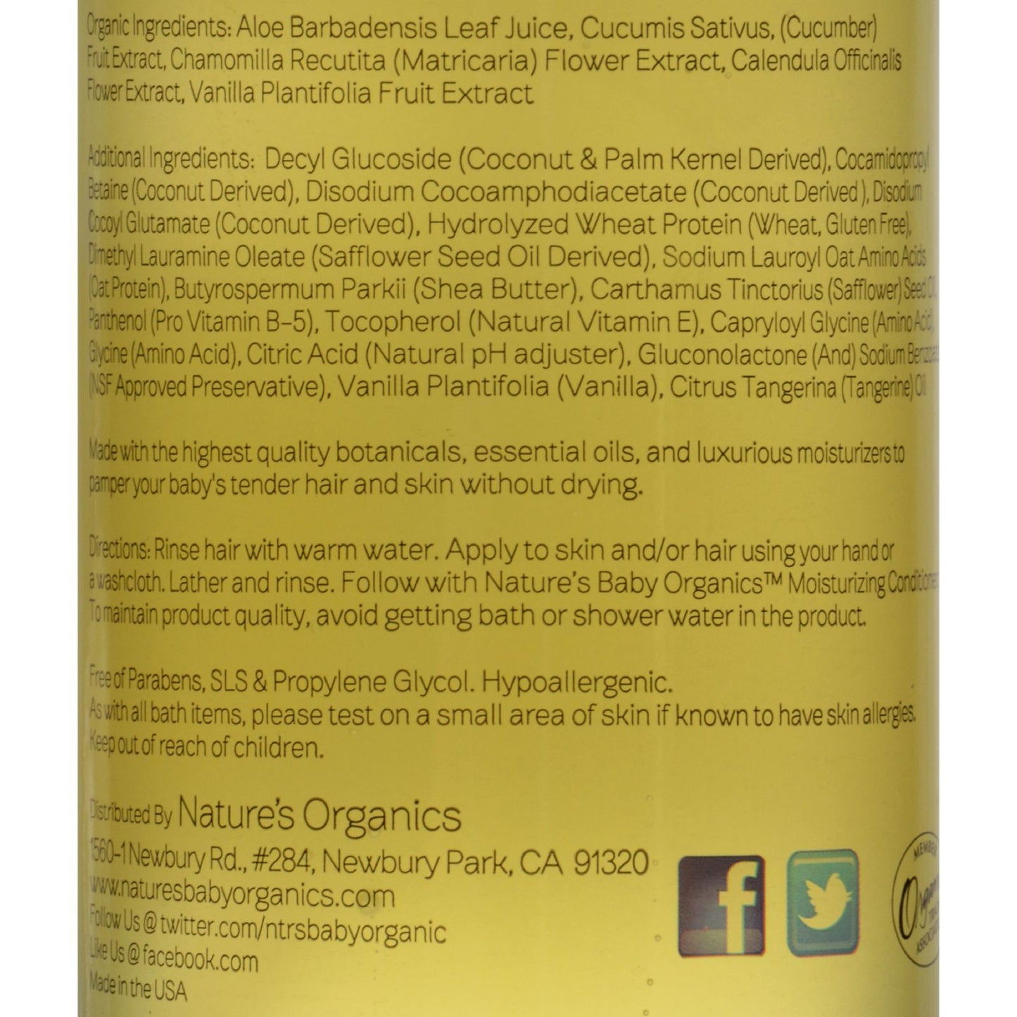 Nature's Baby Organics Shampoo and Body Wash Vanilla Tangerine - 16 fl oz
