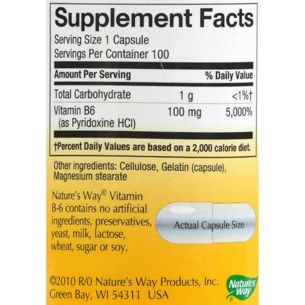 Nature's Way - Vitamin B-6 - 100 mg - 100 Capsules