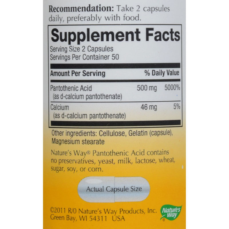 Nature's Way - Pantothenic Acid - 250 mg - 100 Capsules