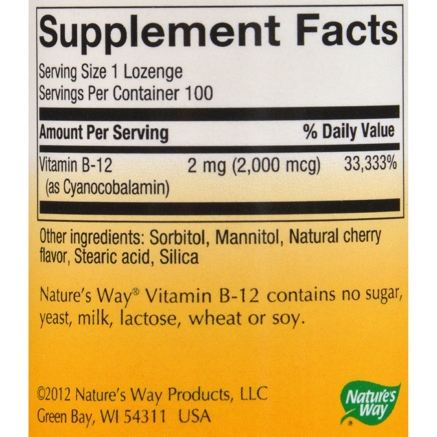 Nature's Way - Vitamin B-12 - 2000 mcg - 100 Lozenges