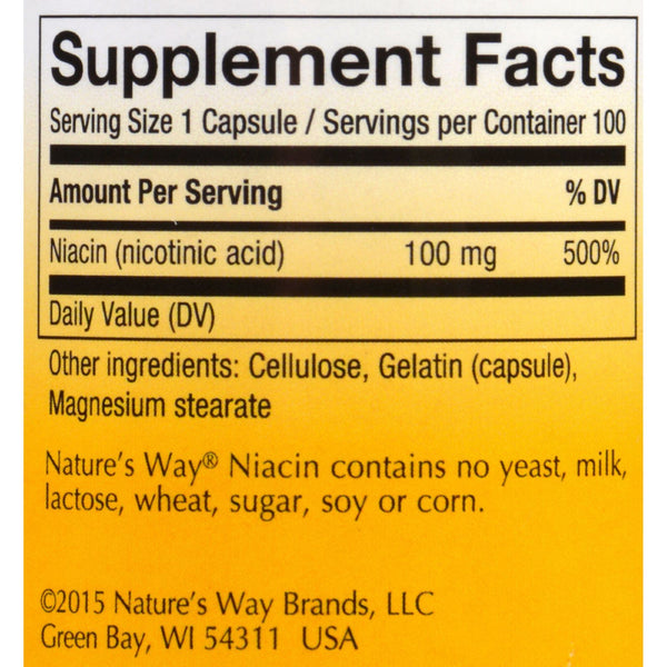 Nature's Way - Niacin - 100 mg - 100 Capsules