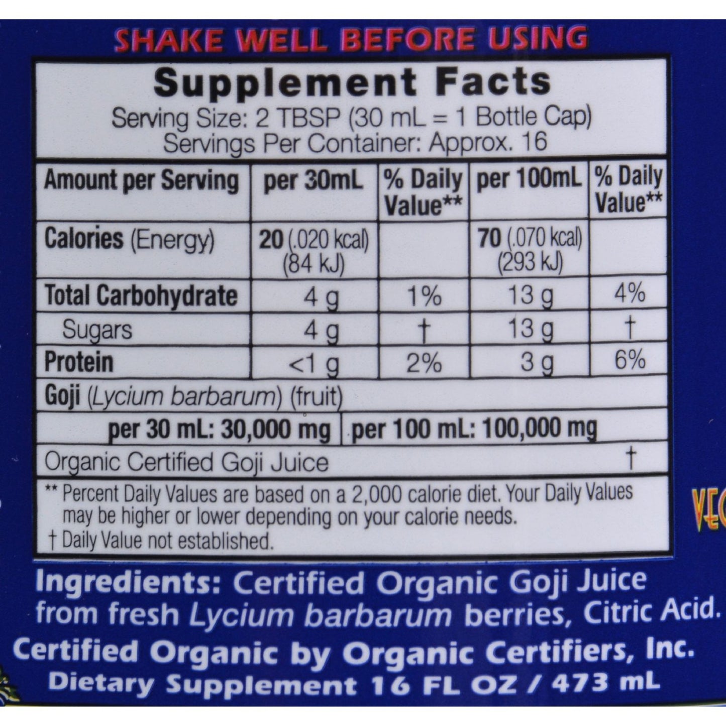 Dynamic Health Organic Certified Goji Berry Gold Juice - 16 fl oz