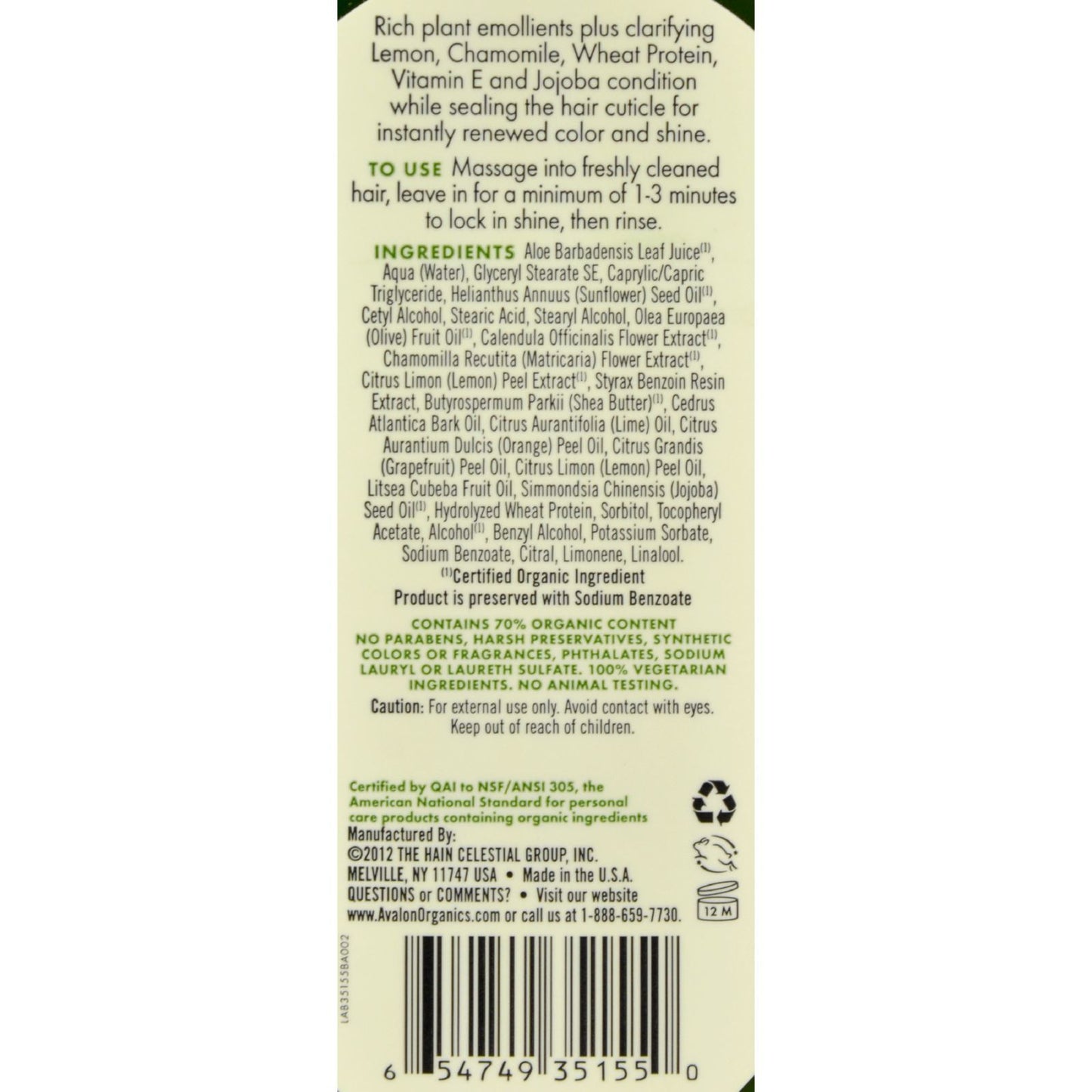 Avalon Organics Clarifying Conditioner Lemon - 11 fl oz