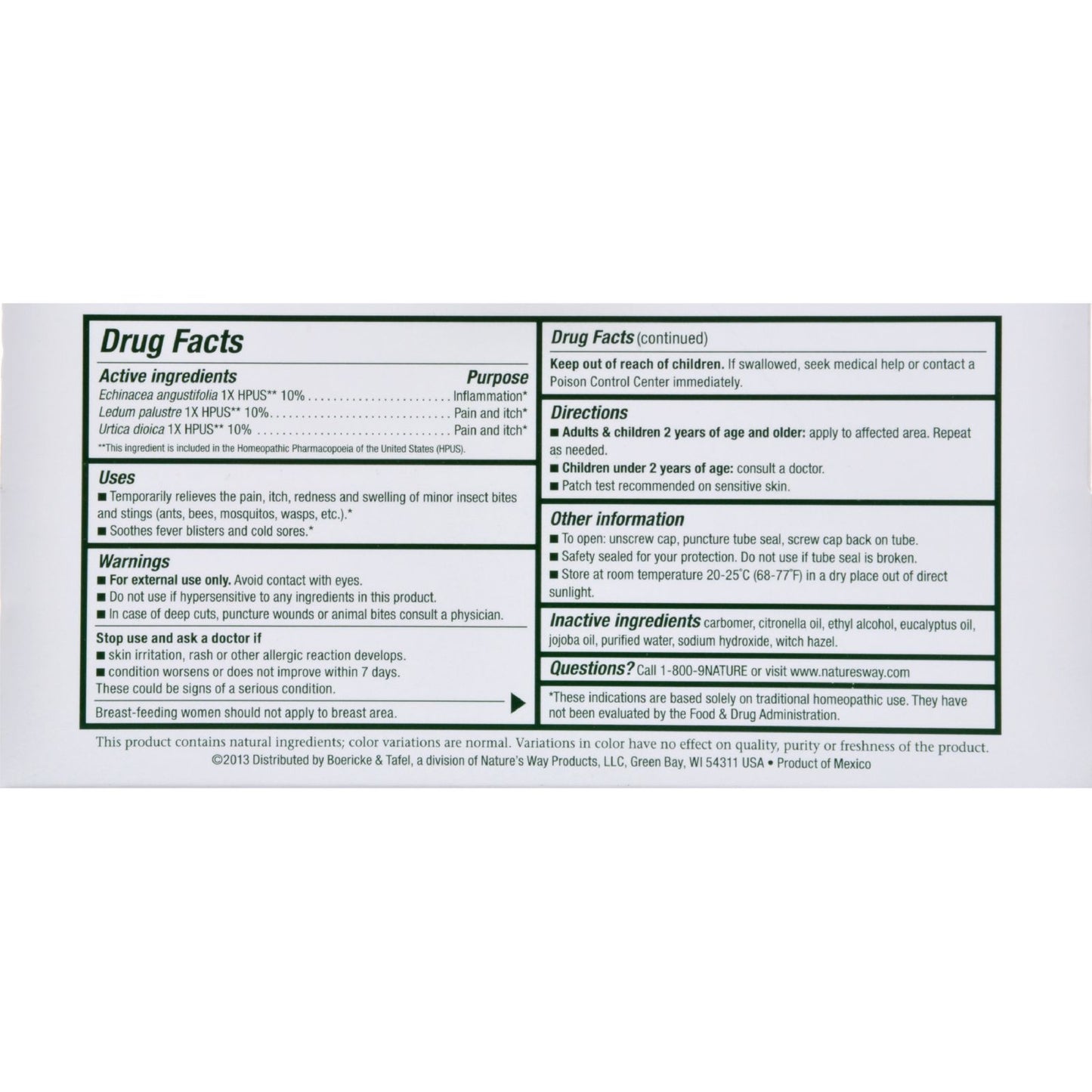 Boericke and Tafel - Ssssting Stop Topical Gel - 2.75 oz